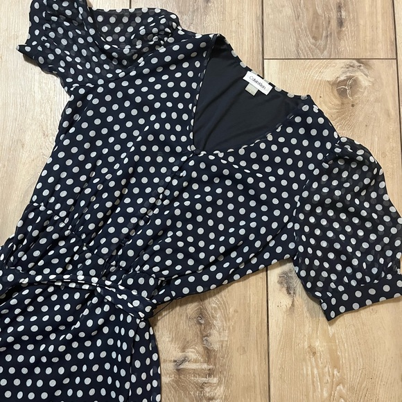 Calvin Klein Black and White Polka Dot Maxi Dress - Picture 2 of 3